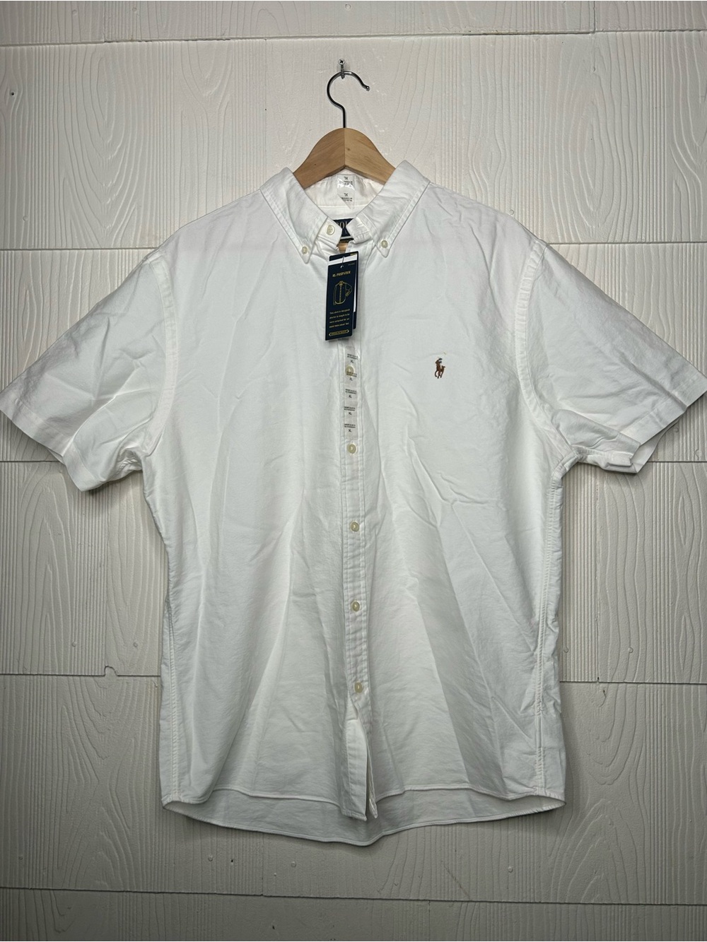 Ralph Lauren White Short-Sleeve Button-Down Shirt with Polo Pony
